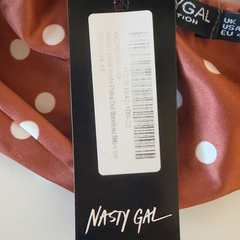 Nasty Gal You're Lookin Acute Polka Dot Bandeau Bikini Set Size 6/10 Retro NWT - Picture 5 of 12